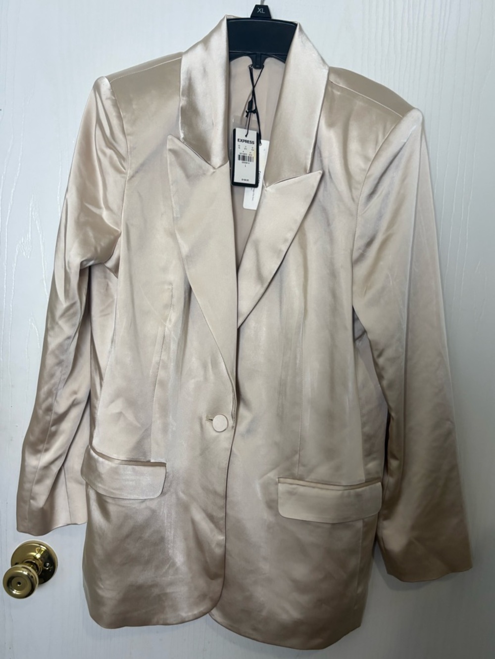 Express Satin Blazer in Champagne Beige